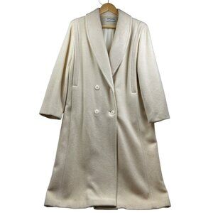 Vtg Forecaster of Boston Wool Coat Womens Size 8 Ivory Double Breasted Old Money